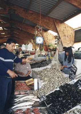 Indian
fishermen at a market near Valparaiso