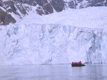 Zodiac-cruising along the glacier